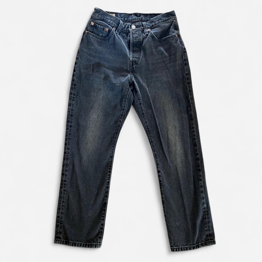 🖤Levi’s Black 501 100% Cotton Premium Water<Less Button Fly Jeans W27 L28 - Picture 2 of 10